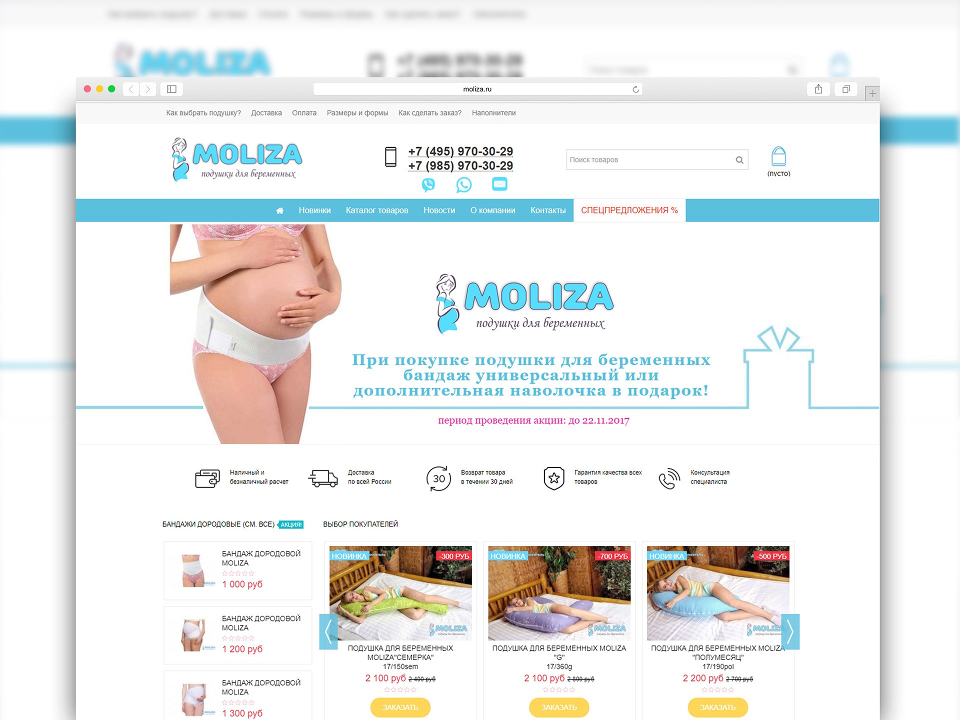Создание интернет магазина по продаже подушек для беременных